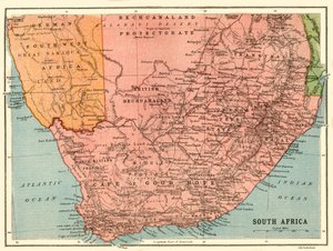 Karte von Südafrika, ca. 1914, ca. 1920