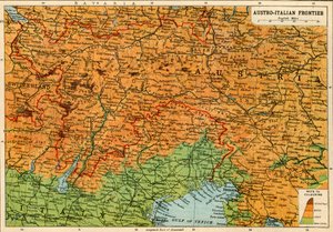 Karte der österreichisch-italienischen Grenze, Erster Weltkrieg, ca. 1920