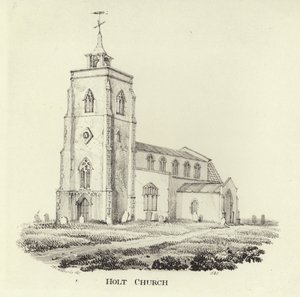 Die Kirche St. Andrew im Dorf Holt von John Berney Ladbrooke