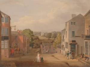 Straßenszene in Chorley, Lancashire, mit Blick auf Chorley Hall