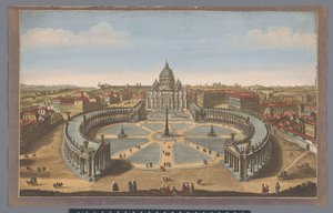 Blick auf den Petersplatz und die Petersbasilika in der Vatikanstadt