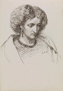 Porträtskizze von Frau mit niedergeschlagenen Augen