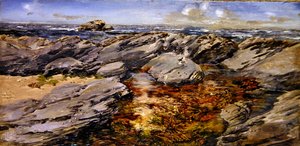 Felsen am Strand von John Brett