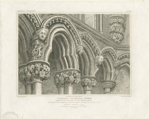 Innenansicht der Kathedrale von Lichfield - Bögen im Kapitelhaus: Gravur, undatiert [ca. 1819] von John Britton