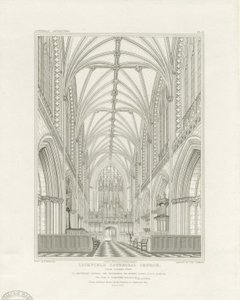 Innenraum der Kathedrale von Lichfield - Chor (Gravur, ca. 1820) von John Britton