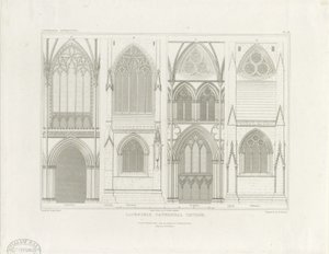 Innenraum der Kathedrale von Lichfield - Langhaus und Chor (Gravur, ca. 1819)