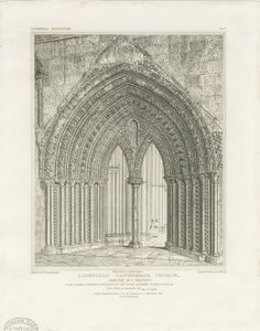 Kathedrale von Lichfield - Nordquerhaus-Tür (Gravur, ca. 1820) von John Britton