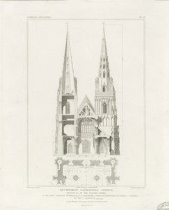 Lichfield Kathedrale - Westfassade: Radierung, undatiert [ca. 1819]