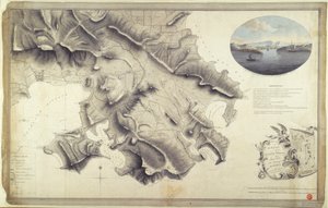 Plan der Umgebung des English Harbour und Monks Hill auf der Insel Antigua, vermessen und gezeichnet von John Brown, Vermesser und Zeichner der Armee in Westindien