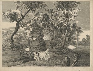 Landschaft mit Wagen