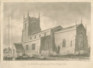 Alstonfield Kirche: Sepiazeichnung, 1839
