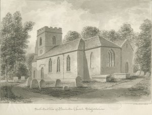 Barlaston Kirche: Sepiazeichnung, 1844 von John Buckler