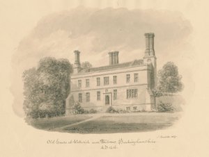 Buckinghamshire - Wellwick - Altes Haus: Sepiazeichnung, 1837 von John Buckler