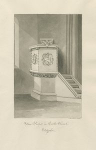Castle Church - Steinkanzel in der Kirche: Sepia-Zeichnung von John Buckler