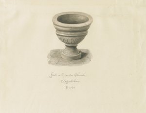Croxden - Taufbecken in der Gästekapelle: Sepia-Zeichnung von John Buckler
