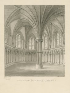Innenraum der Kathedrale von Lichfield - Kapitelhaus: Sepia-Zeichnung von John Buckler