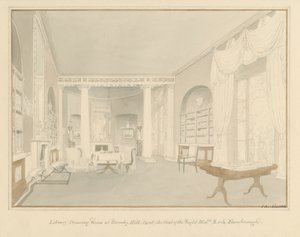 Bromley Hill - Innenansicht des Bibliothekszeichensaals von John Buckler