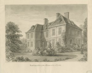 Lichfield - Bischofspalast in The Close: Sepia-Zeichnung
