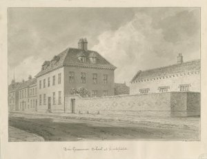 Lichfield - Grammar School (Sepia-Zeichnung) von John Buckler