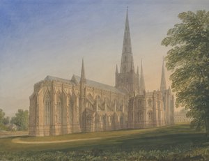 Lichfield Kathedrale - Nordostansicht: Aquarell, undatiert [1770-1851] von John Buckler