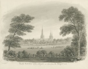 Lichfield Kathedrale - Nordwestansicht (fern) von John Buckler