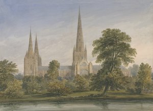 Lichfield-Kathedrale - Südostansicht: Aquarell, nd [?1842]