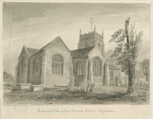 Madeley Kirche: Sepiawaschzeichnung von John Buckler
