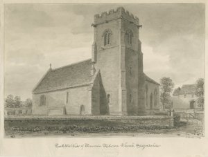 Mavesyn Ridware Kirche: Sepiazeichnung, 1839 von John Buckler