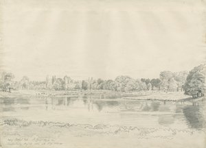 Patshull House - Park und Teich: Bleistiftzeichnung, 25. August 1820 von John Buckler