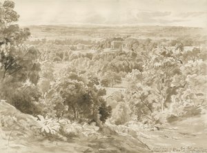 Patshull House und Park: Sepia-Waschzeichnung