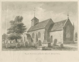 Ranton Kirche: Sepiazeichnung, 1842 von John Buckler