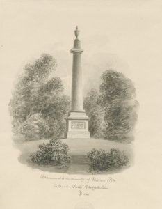 Sandon - Denkmal für William Pitt: Sepiazeichnung von John Buckler