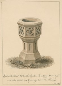 Tooting - Taufbecken im Garten von Pfarrer Mr. Lord, 1827 von John Buckler