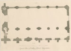 Tutbury Priory Kirche - Plan von John Buckler