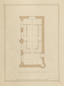 Wiltshire - Sarum - Plan des Bischofspalastes: kolorierte Sepia-Zeichnung
