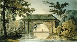 Eine Brücke und ein Bootshaus von John Buonarotti Papworth