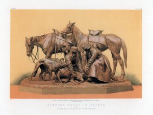 Jagdgruppe in Bronze, 19. Jahrhundert von John Burley Waring