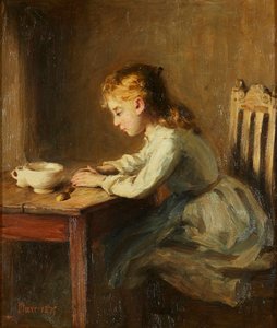 Mädchen am Frühstückstisch von John Burr