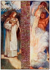Christus und der Teufel aus The Pilgrims Progress From This World, To That Which Is To Come von John Bunyan (1628-1688) Illustration von Byam Shaw (1872-1919) von John Byam Liston Shaw