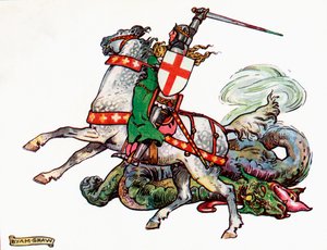 St. Georg und der Drache, Illustration aus Prinzessin Marie-Josés Kinderbuch, veröffentlicht 1916