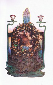Der Garten an der Brücke, Illustration aus The Garden of Kama (and other lyrics from India), 1920 von John Byam Liston Shaw