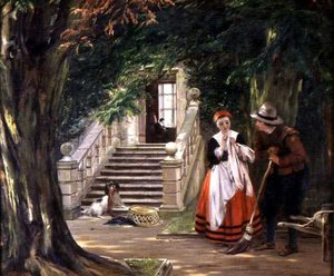 Die Flirtation vor dem Haus des Meisters von John Callcott Horsley