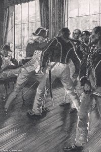 Eine Szene an Bord des Flaggschiffs während der Meuterei von Nore, Illustration aus 