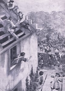 Der Angriff auf Dukeld, 21. August 1689, Illustration aus British Battles on Land and Sea, 1915 von John Cameron