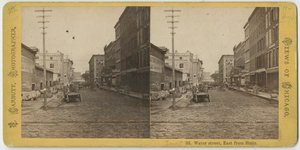 Stereographische Ansicht der Water Street, Blick nach Osten von der State Street, Chicago von John Carbutt