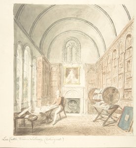Lea Castle, Blick in die Bibliothek, nach Osten von John Carter.