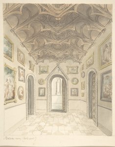 Lea Castle, Worcestershire, Bildzimmer, Blick nach Westen, ca. 1816 von John Carter.