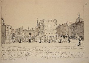 Ansicht der Überreste des alten Newgate-Gefängnisses von John Carter
