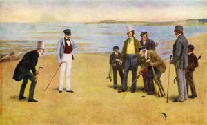 Das Stymie, ein Vierer beim Golfspielen in North Berwick von John Charles (after) Dollman