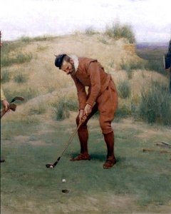 Während der Predigten, Detail des Golfspielers, 1896 von John Charles Dollman
